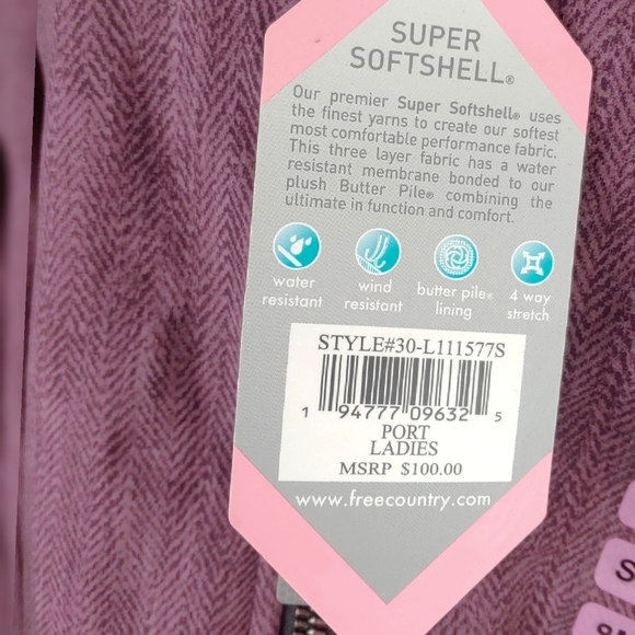 NWT Free Country $100 Women's Super Softshell Jacket WITH THUMBHOLES - Picture 12 of 13